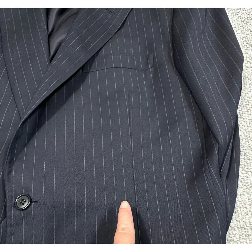 Vtg Brooks Brothers Suit‎ Jacket Mens 43L Blue Striped Wool Union USA Sport Coat
